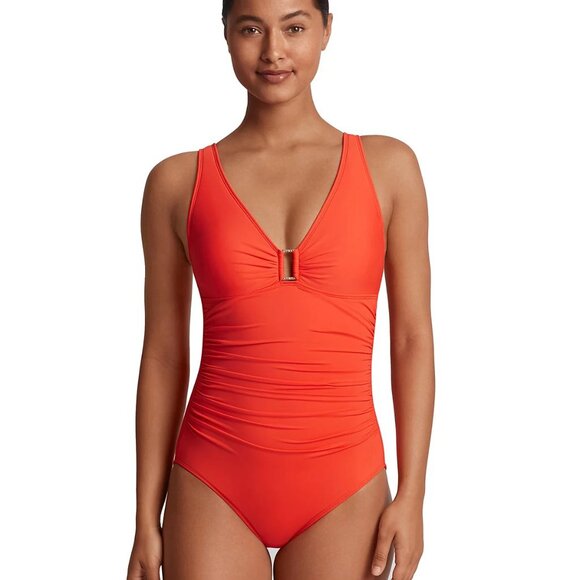 Ralph Lauren O-Ring Over the Shoulder One-Piece swim gold-tone hardware New/Tags - Picture 4 of 4
